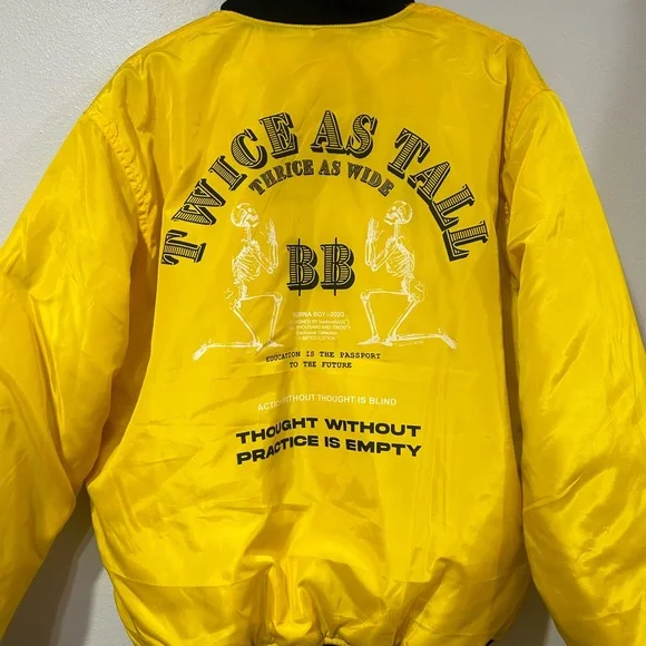 BoohooMan burns Boy bright yellow jacket sz Large L bomber jacket - Picture 4 of 4